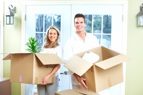 Packed boxes and furniture prepared for a local home move